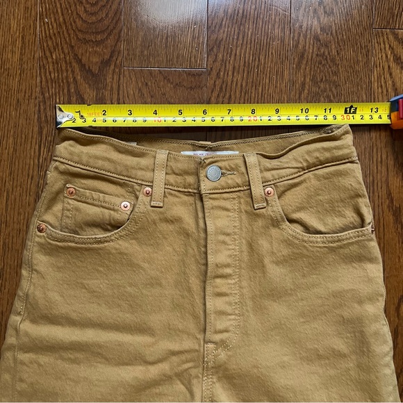 Levi's Ribcage High-Waist Straight Leg Ankle Denim Jeans Mustard Brown - W25 L27 - Picture 13 of 16